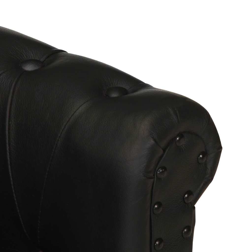vidaXL Fauteuil Noir Cuir de chèvre véritable - 6