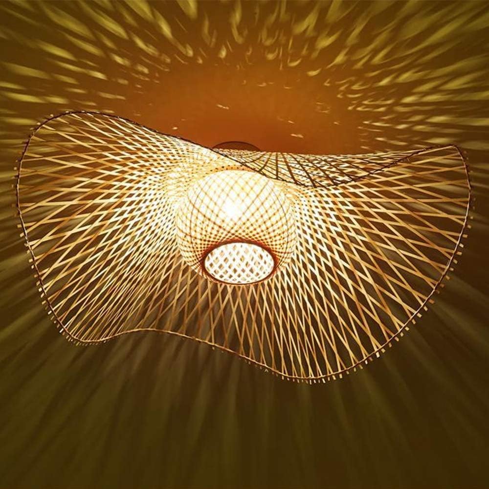Plafonnier rétro, abat-jour en rotin, E27, décoration de salon, lampe suspendue pour café-bar, éclairage de chambre d'enfant - 5