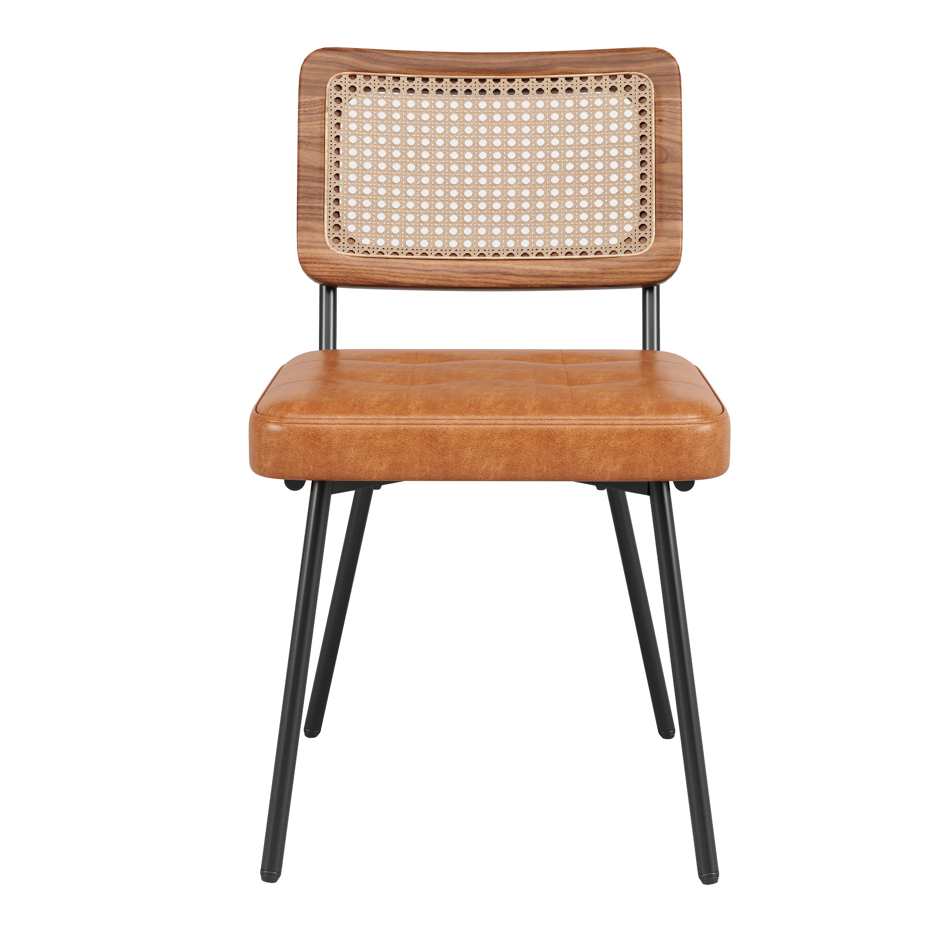 Lot de 2 chaise de salle à manger sans accoudoirs - 46 x 61 x 79 cm - Cuir PU et pièds en métal - Marron - 3