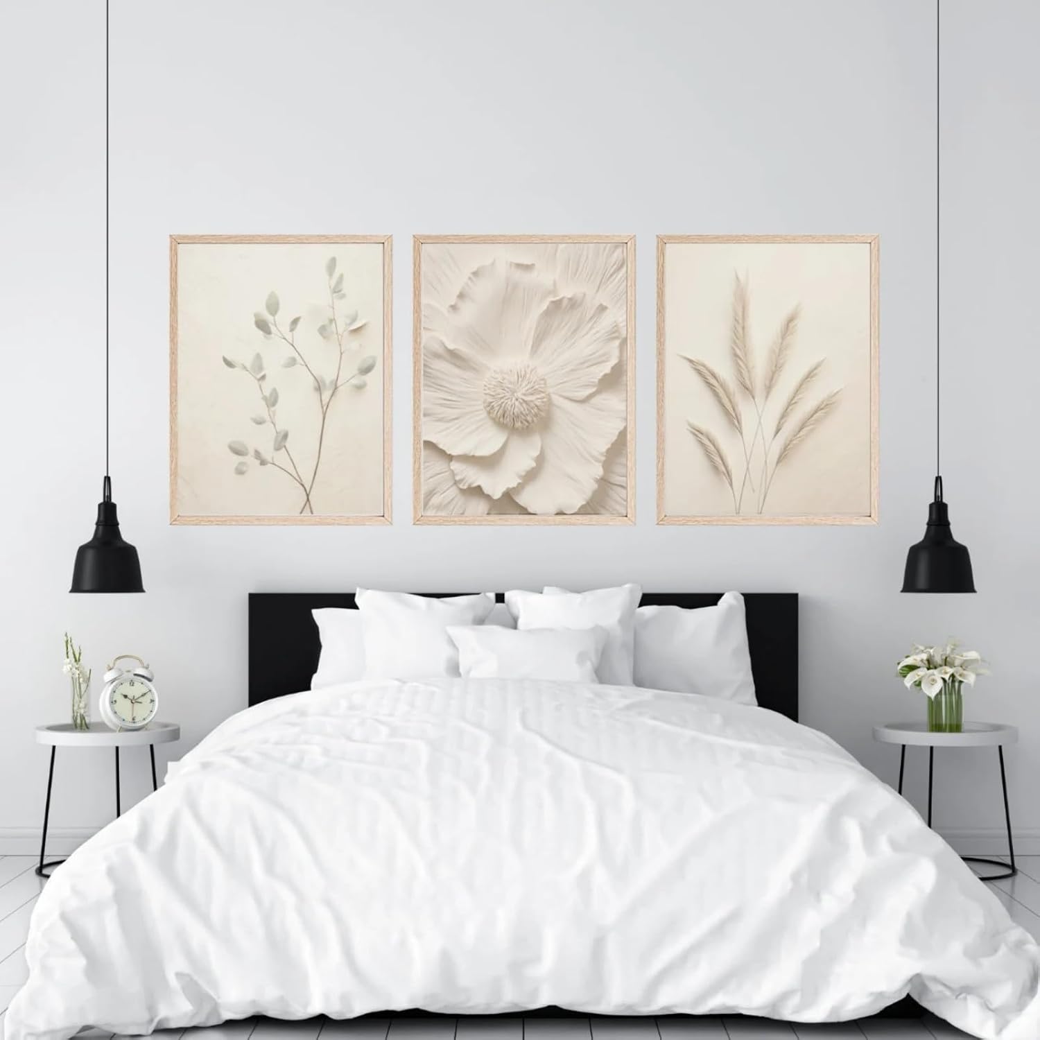Lot de 3 posters - Beige - Décoration moderne et esthétique - Toile - Pour salon, chambre à coucher - Sans cadre - 21 x 30 cm - 3