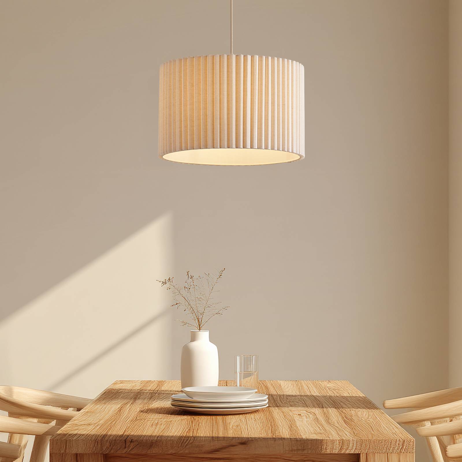 Suspension Lindby Libbie, Ø 45 cm, lin, couleur crème, Suspension Luminaire, Lampe plafond, Luminaire Plafonnier, Lampe Suspendue, Suspension - 3