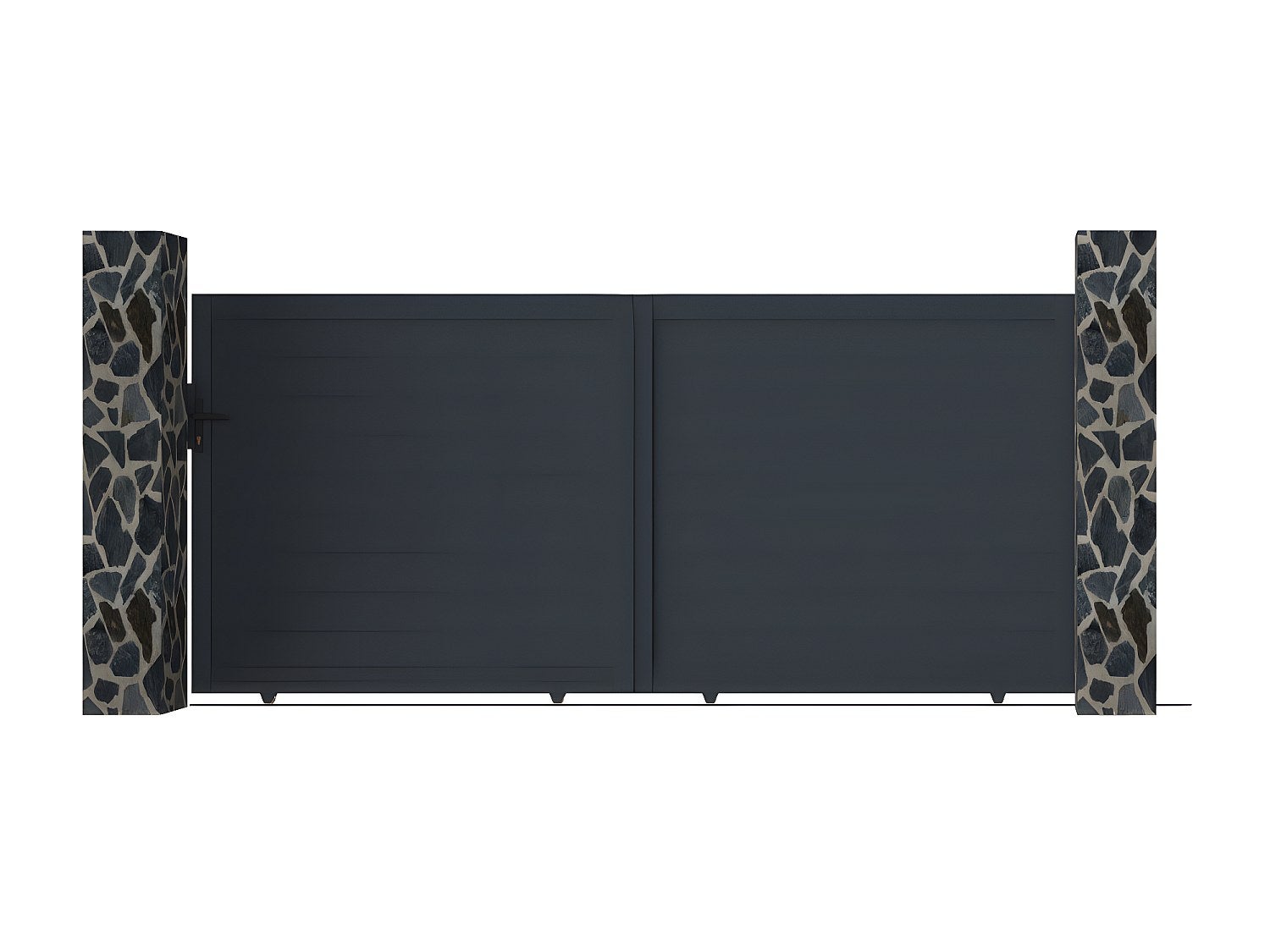 Portail coulissant aluminium plein L374 x H165 cm anthracite - NAZARIO - 2