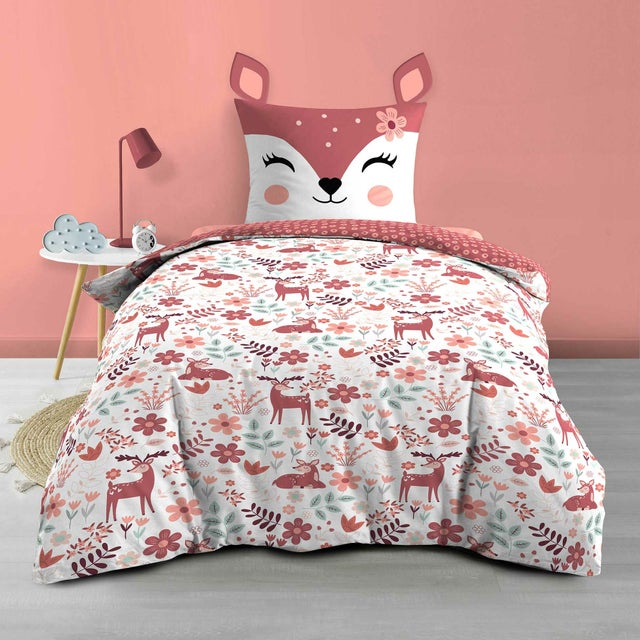 Housse de couette enfant réversible BICHETTE – 140 x 200 cm – 100% coton – 42 fils