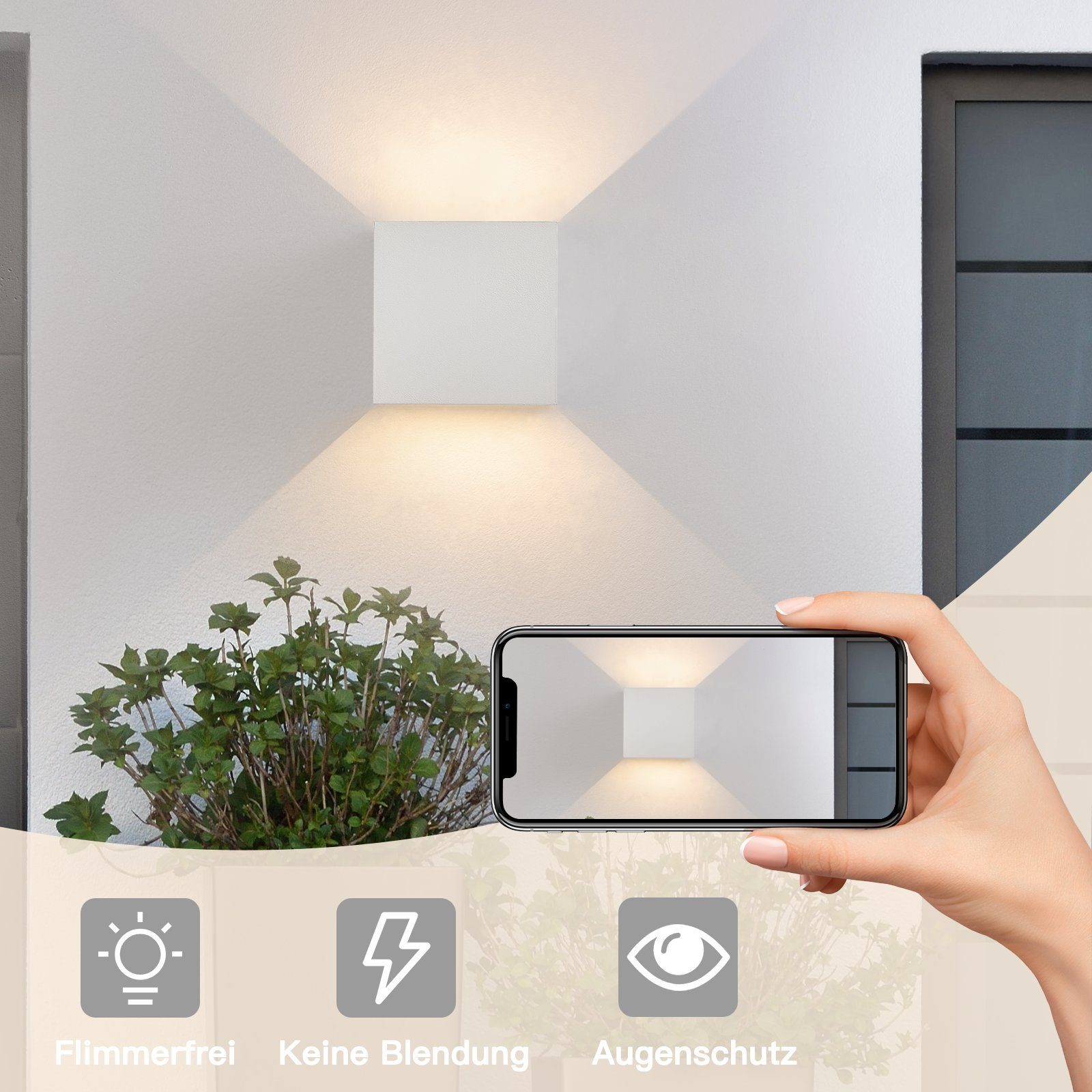 NETTLIFE Candeeiro de parede LED Pack 4 5W Exterior Interior Branca IP65 Ajustável 230V 3000K - 4