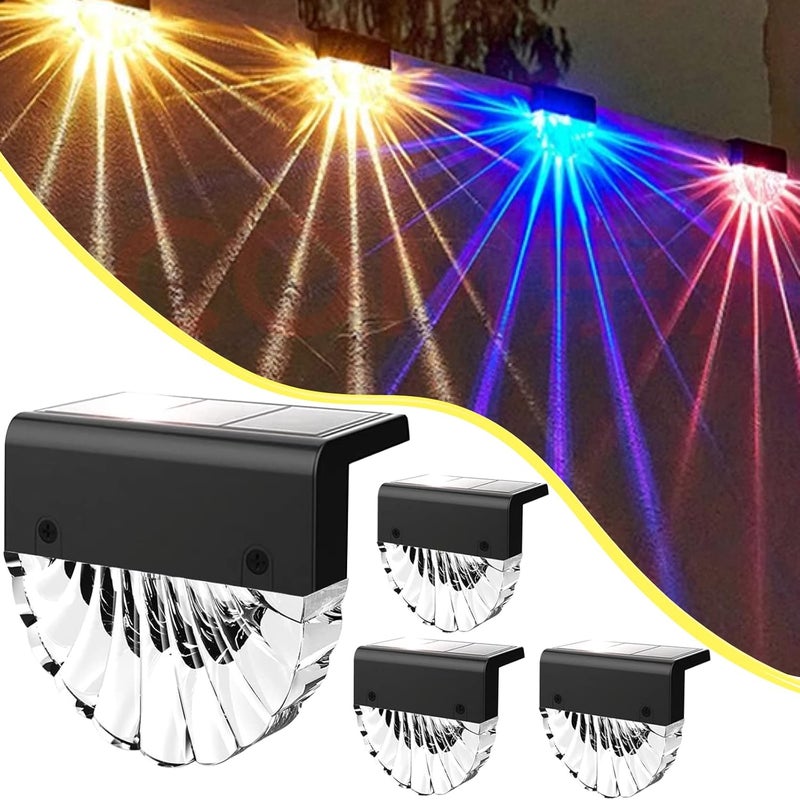 Zestaw 4 zewnętrznych lamp solarnych do ogrodu, na patio, schody i do dekoracji; wodoodporne, ciepłe i kolorowe lampy solarne