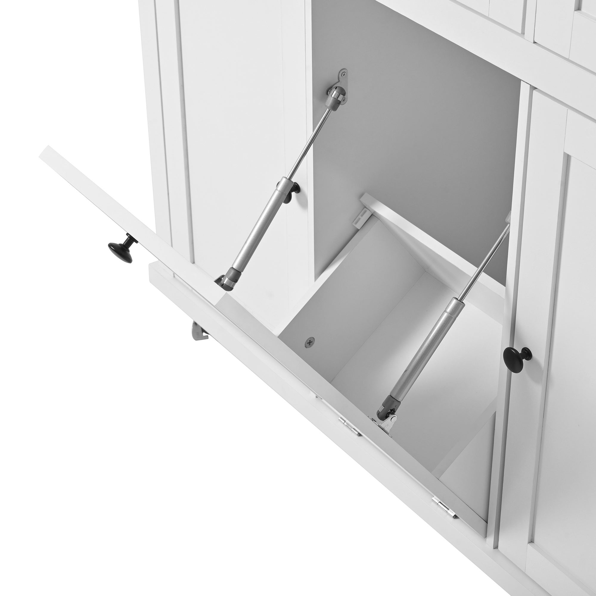 Ilot central de cuisine mobile 126x46.8x94.2cm - avec roulettes - 3 tiroirs et 3 portes - plateau extensible - avec porte-serviettes - blanc - 9