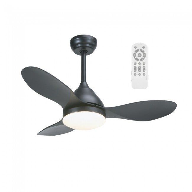 Ventilator de tavan cu lumină motor silențios DC cu telecomandă Wonderlamp Cavil Negru 92 cm culoare lumină reglabil