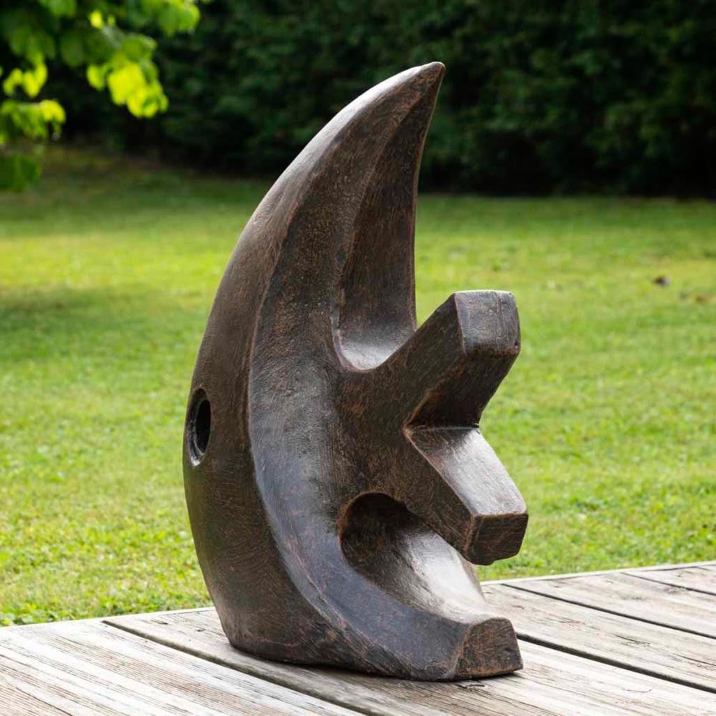 Déco moderne jardin statue poisson petit modèle brun 50cm - 3
