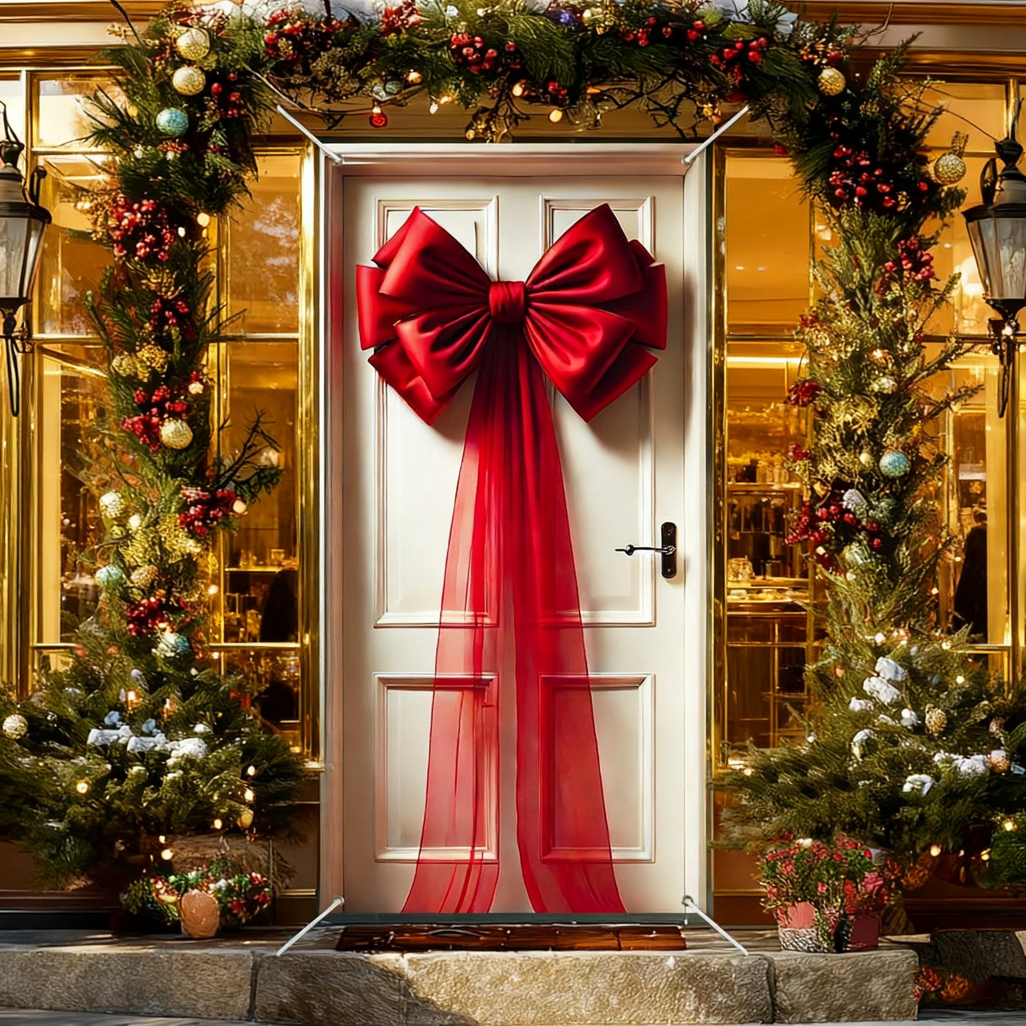 Nœud Géant Rouge Noël 58,4 Cm - Décoration Pour Voiture, Mariage, Anniversaire, Sapin, événements Festifs