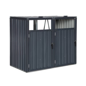 Cache Poubelle Extérieur Double Acier Imitation Bois – 2x 240 Litres