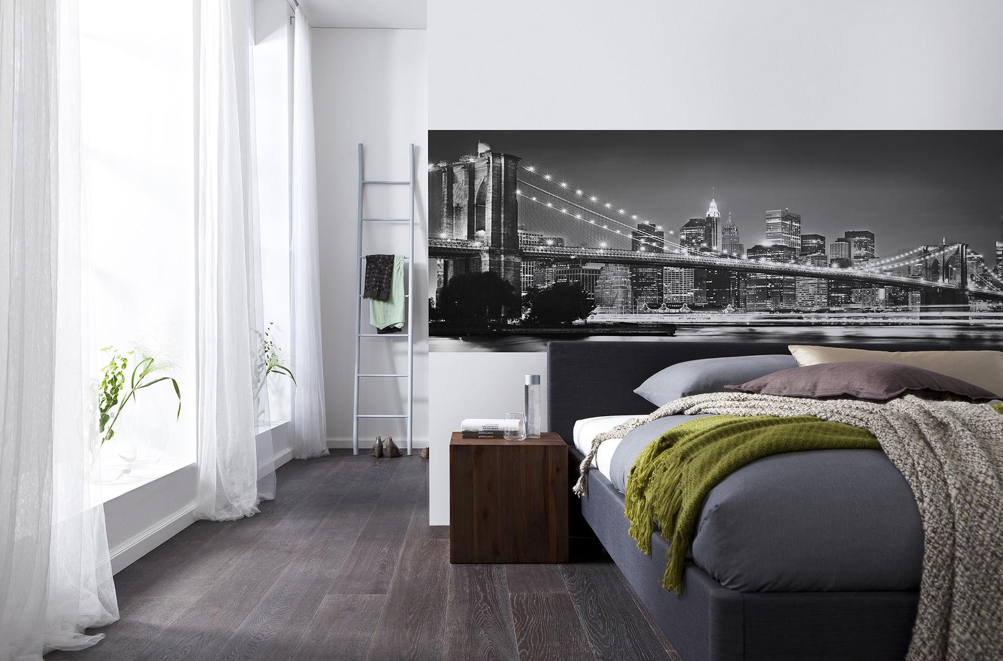 Papel pintado panorámico sobre papel de komar - brooklyn bridge - talla: 368 x 127 cm