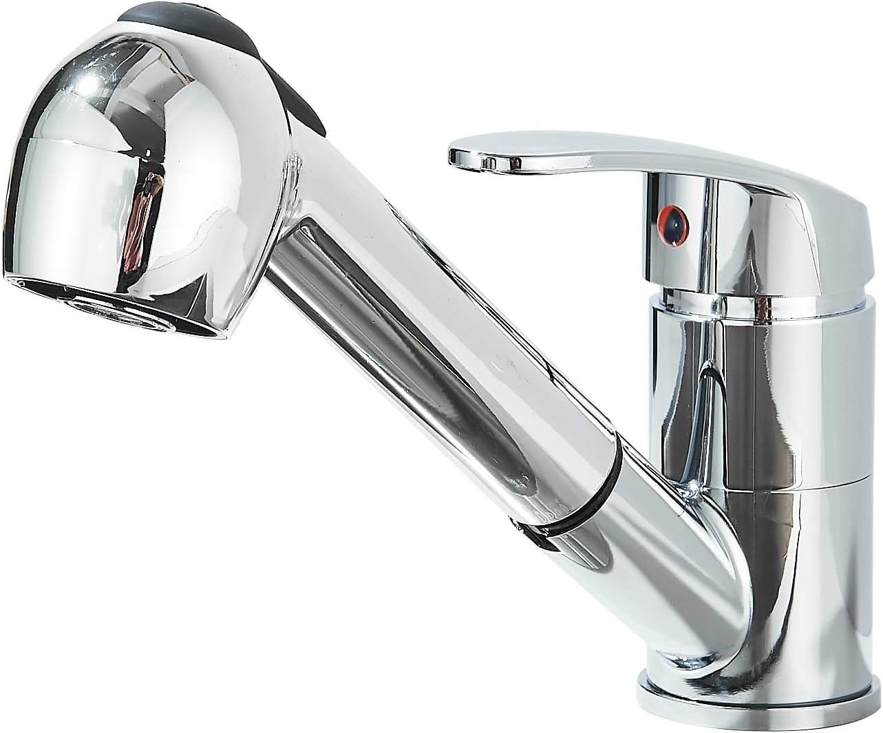 Bateria kuchenna chromowana z wyciąganą wylewką – Obrotowa wylewka 360° 2 tryby natrysku do otworu 1-otworowego