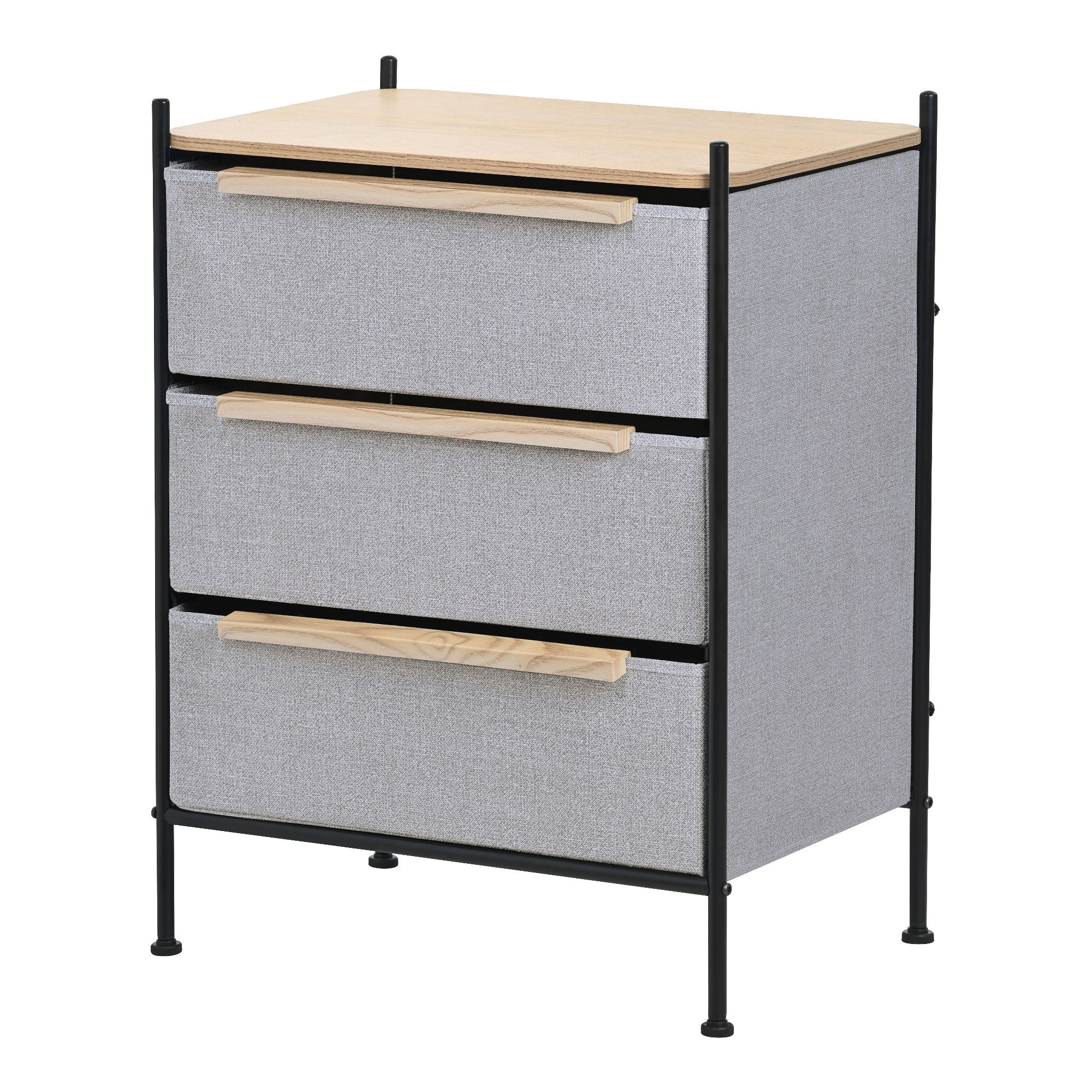 ML-Design komoda tekstylna 3 szuflada szara 58x78x42,5 cm pojemna szafa materiałowa MDF stalowy stelaż funkcjonalny organizer do salonu i sypialni