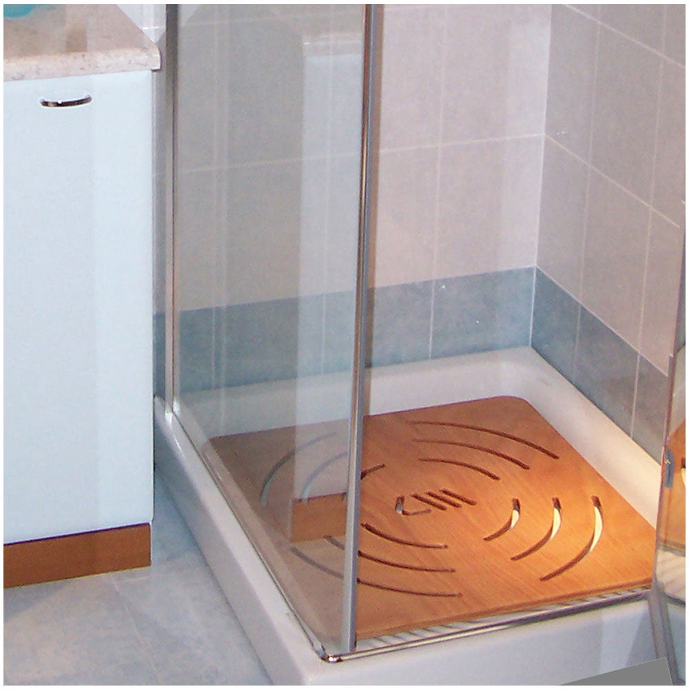 Pied de douche Bois Okumè 60x60 design moderne idéal pour receveur de douche 80x80 - 2