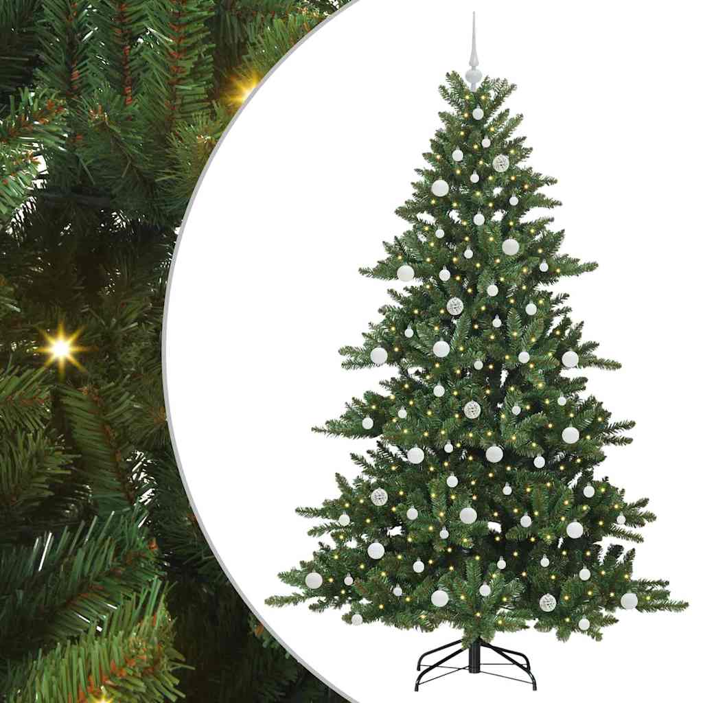 Sztuczna choinka z zawiasami z 300 diodami LED 210 cm PVC
