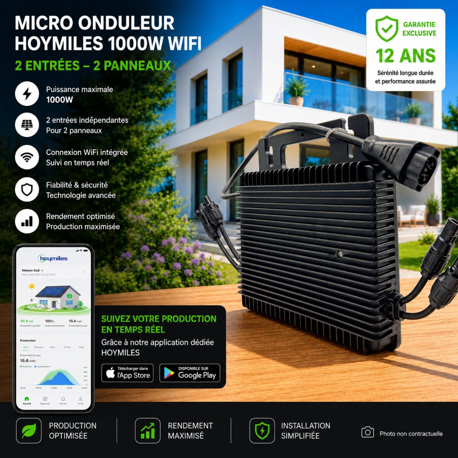 Micro-onduleur 1000W Wifi Hoymiles + Câble AC 5m - 3