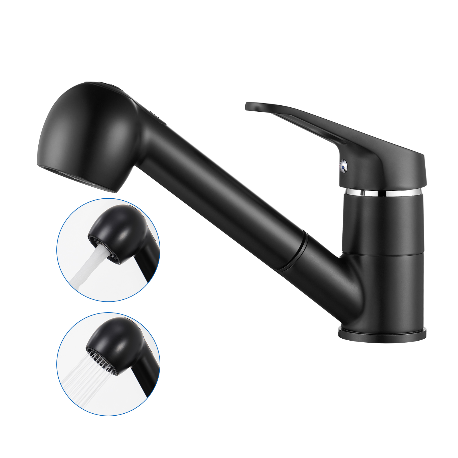 Robinet De Cuisine Avec Douchette Extractible Noir Mat