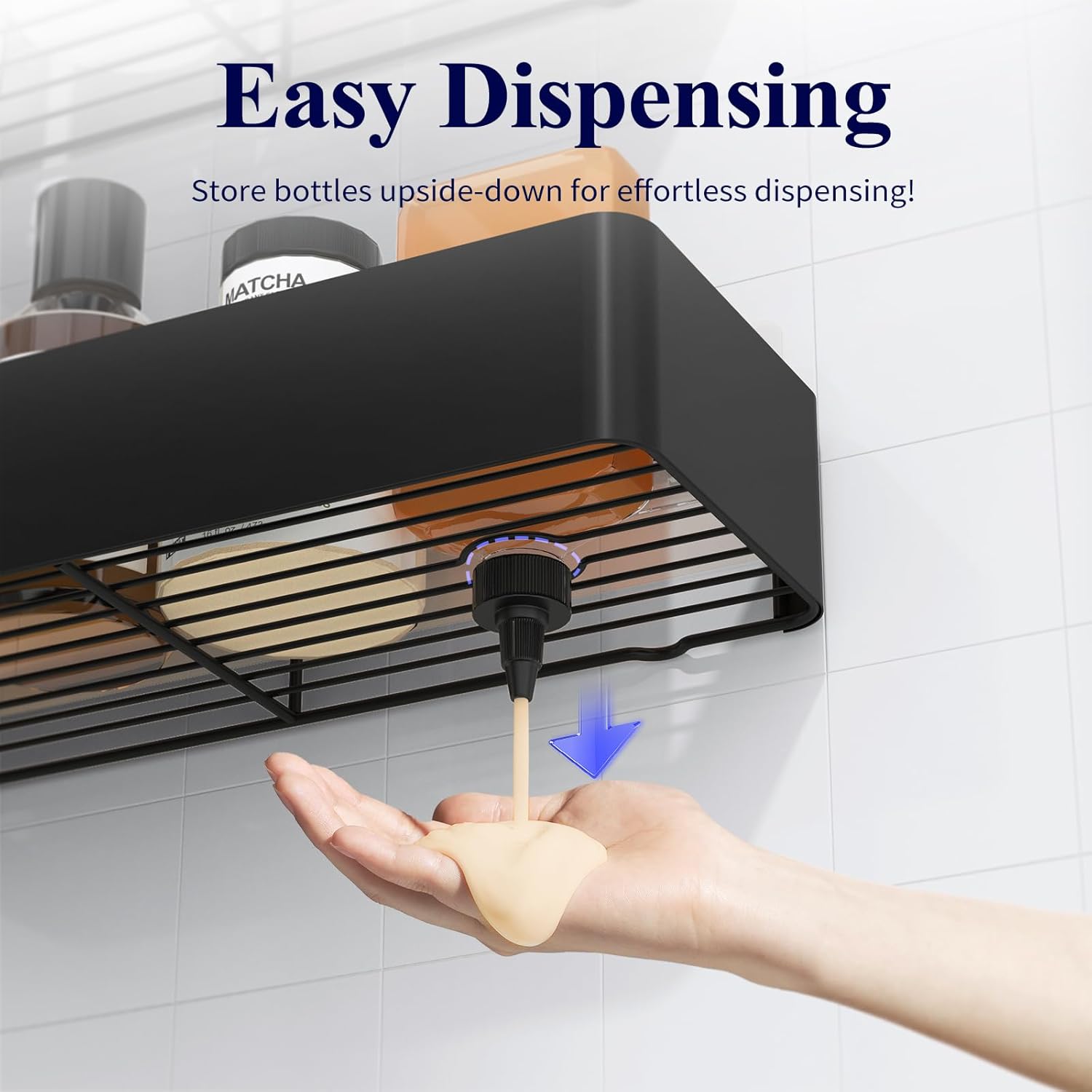 Étagère de douche 2 pièces organisateur de salle de bain antirouille, étagère de salle de bain sans perçage, support de shampoing durable - 4