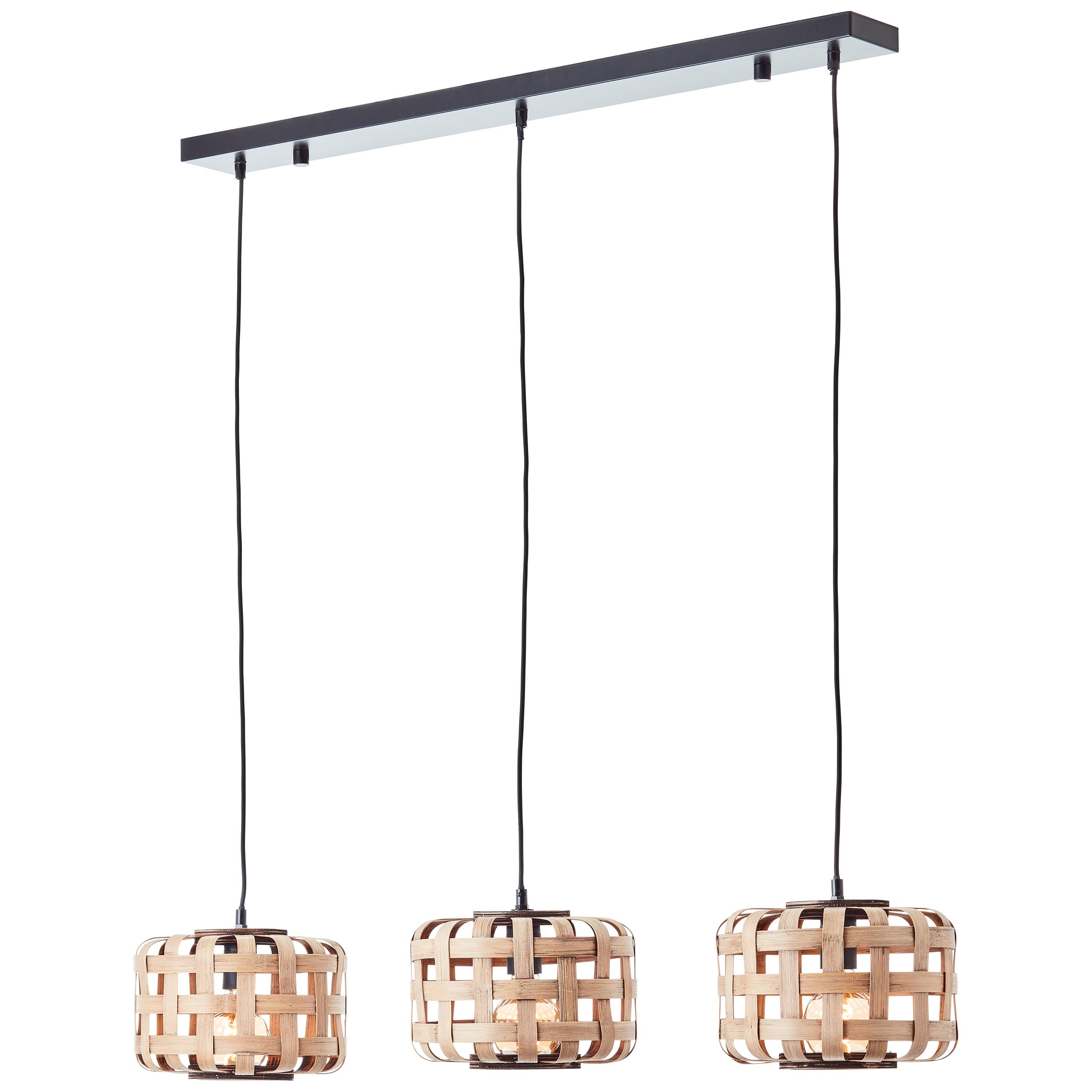 Brilliant Woodline lampa wisząca 3 źródła światła bambus metal/szkło brąz 3x A60, E27, 60 W - 3