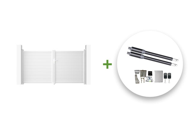 Portail battant motorisé 3m EIGER H.160cm blanc + Motorisation RANGER B150