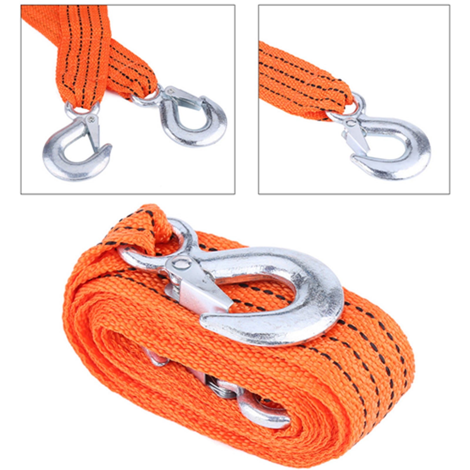 Corde de récupération cinétique 3/4/5M 8 tonnes câble de remorquage sangle de remorquage corde de remorquage de voiture avec crochets en Nylon haute résistance for les urgences de voiture résistantes