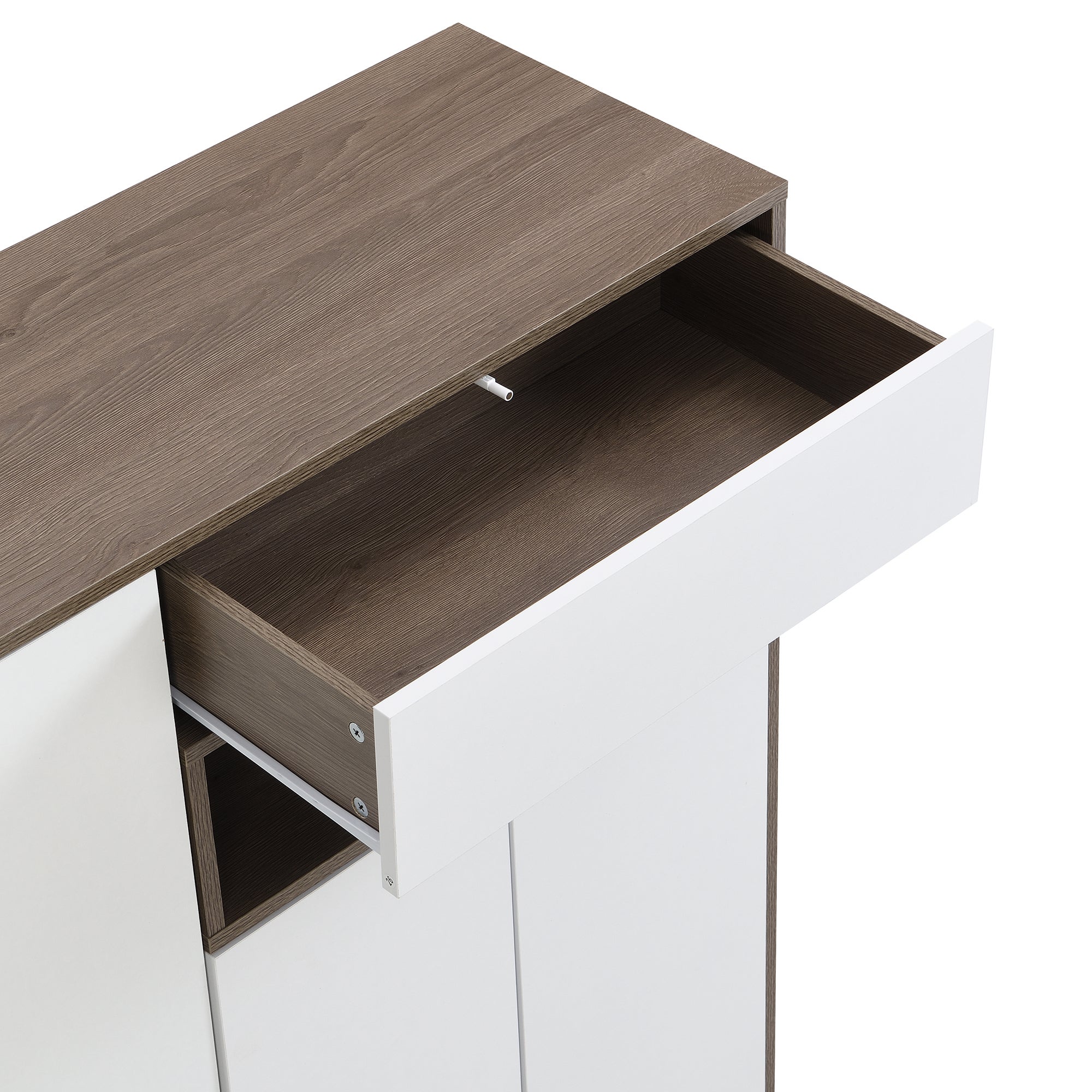 Banc à chaussures 140x35x110 cm avec assise rembourrée et étagères réglables Blanc pour entrée - 5