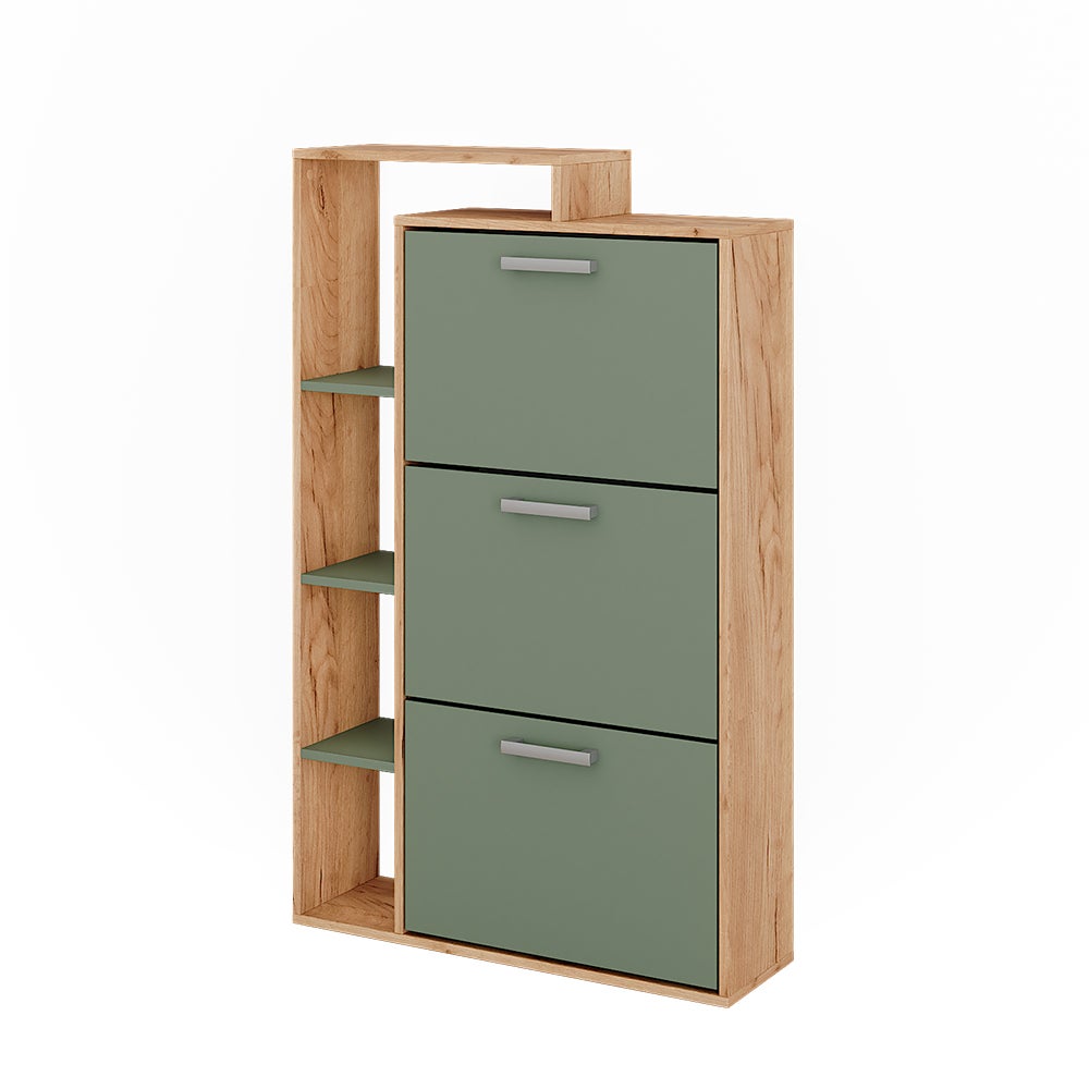 Vicco Wywrotka do butów Orlando, Goldkraft dąb/zielony, 80 x 128.3 cm z 3 przegrodami