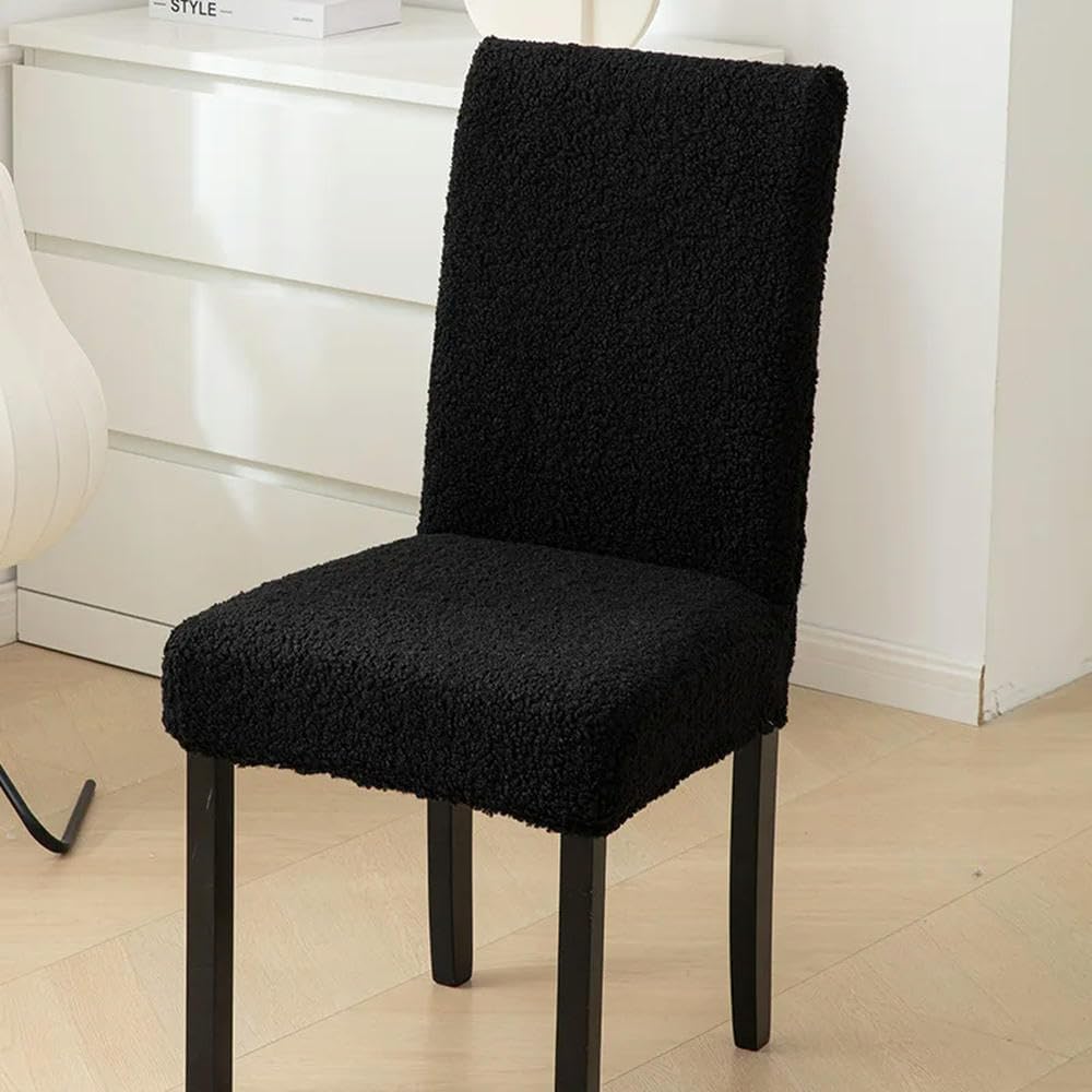 Czarny pokrowiec na krzesło, odpowiedni na krzesła o szerokości od 42 do 52 cm, pokrowiec na krzesło do jadalni oraz pokrowiec na stołek.