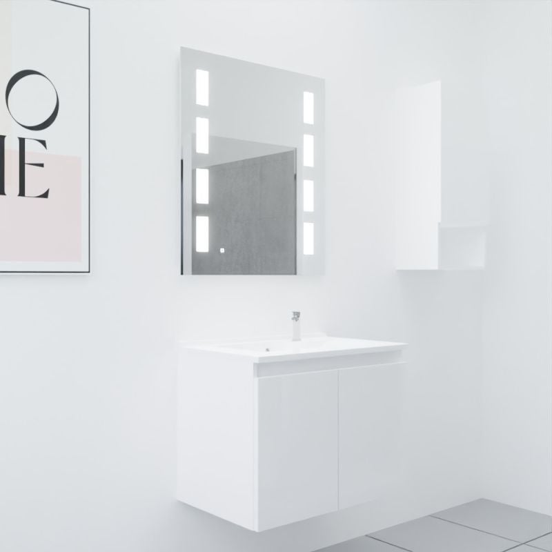 Meuble PROLINE 70 cm avec plan vasque et miroir Prestige | coloris : Blanc | vasque : Résine - 3