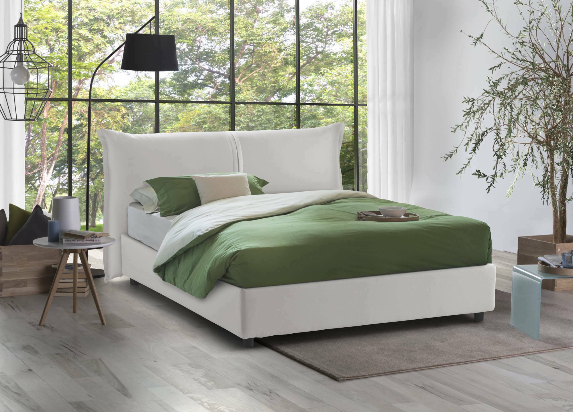 Letto singolo Dcassan, Letto contenitore con rivestimento in tessuto Letto singolo Dcassan, Letto contenitore con rivestimento in tessuto