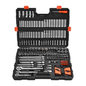 Set di Bussole, 44 Pezzi, Set di Bussole e Cricchetti da 9,5 mm, SAE e Metriche, Profonde e Poco Profonde, con Custodia Accessori, Acciaio Legato CR-V, per Riparazioni Automobilistiche | IT