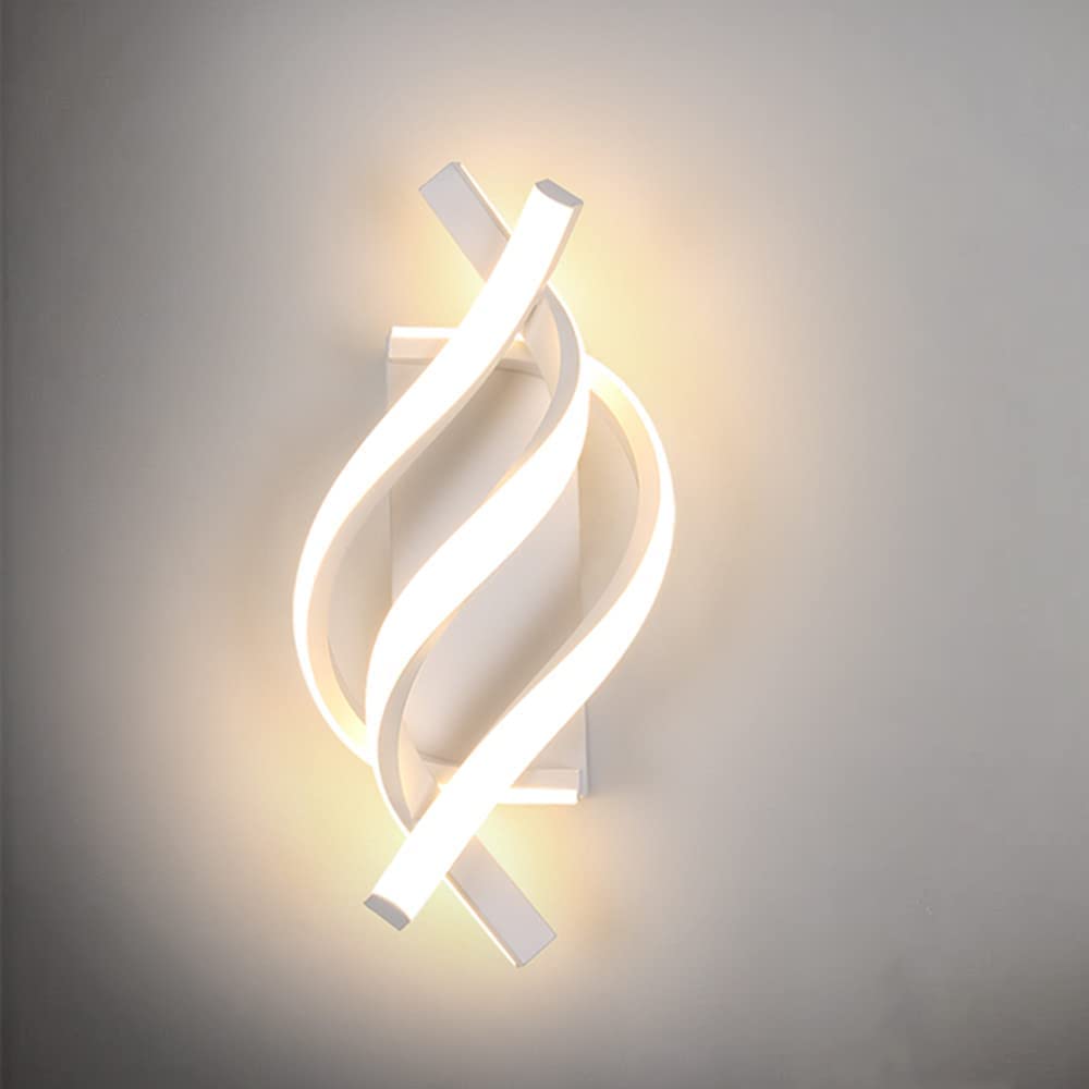 Nowoczesna lampa ścienna LED 18 W, aluminiowa lampa ścienna, ciepłe białe światło 3000 K, odpowiednia do salonu, sypialni, klatki schodowej (biała)