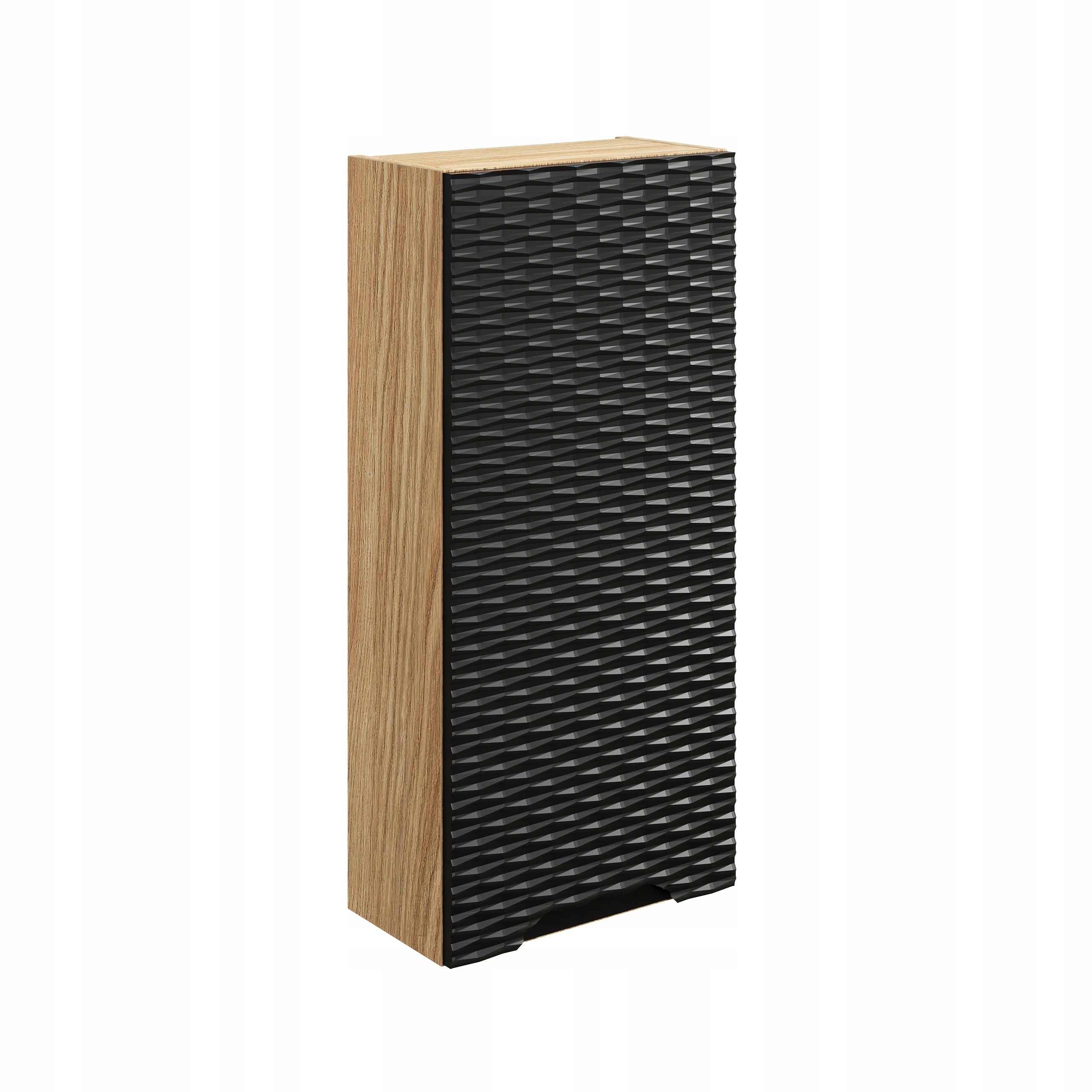 Szafka łazienkowa OCEAN 35 cm czarna dąb olejowany front 3D MDF wisząca - 5