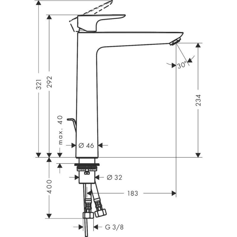 HANSGROHE Mitigeur lavabo Talis E 240, avec tirette et vidage bronze brossé - 3