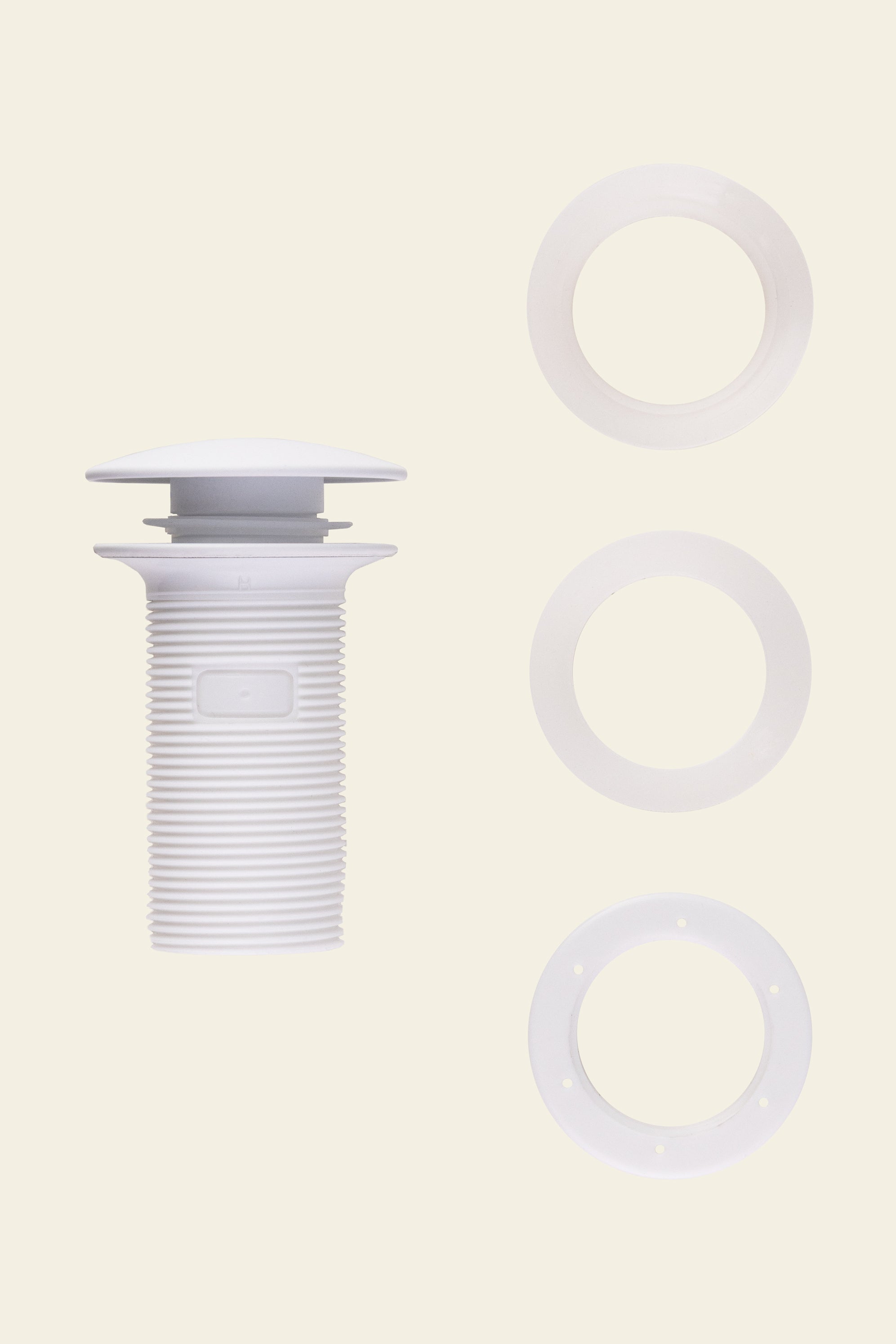 Bonde de lavabo clic clac TINA en ABS clapet en inox blanc mat BASS - 4