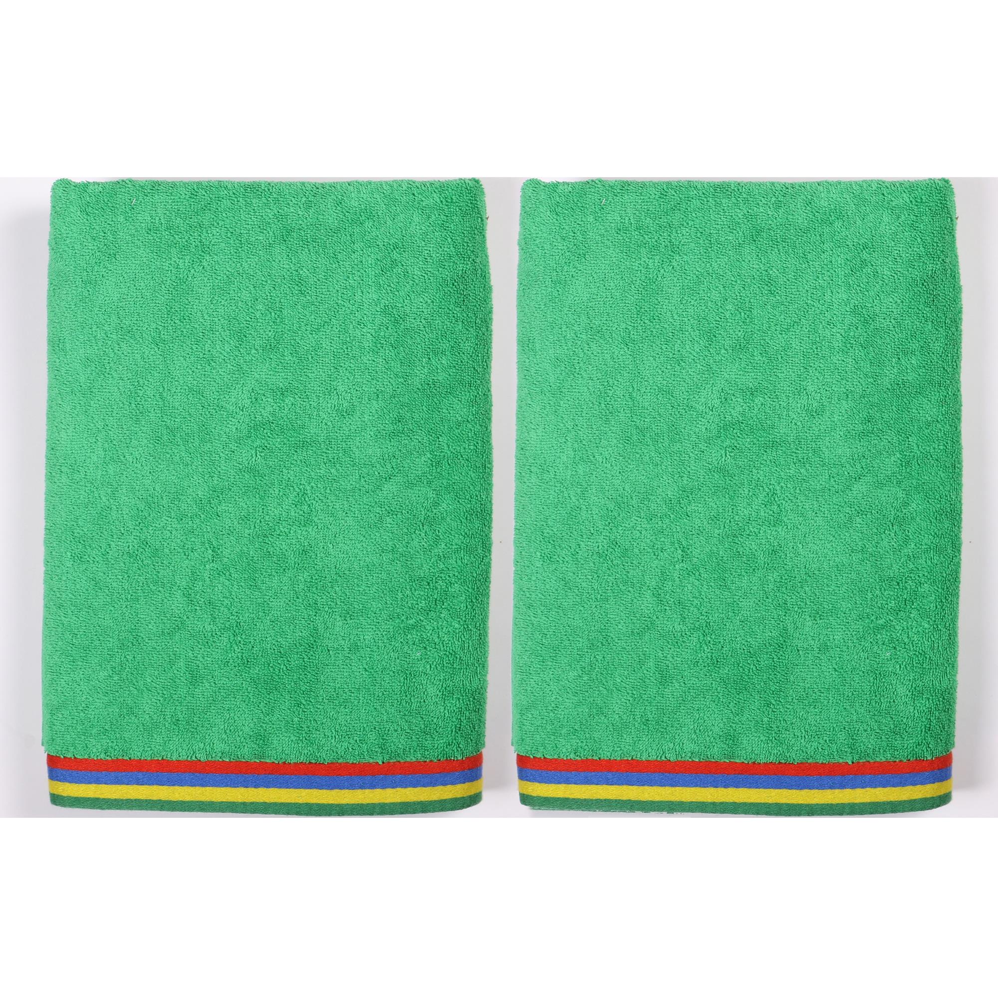 Lot De 2 Serviettes De Sauna En Coton – 80 X 200 Cm, Vert émeraude, éponge 400 G/m²