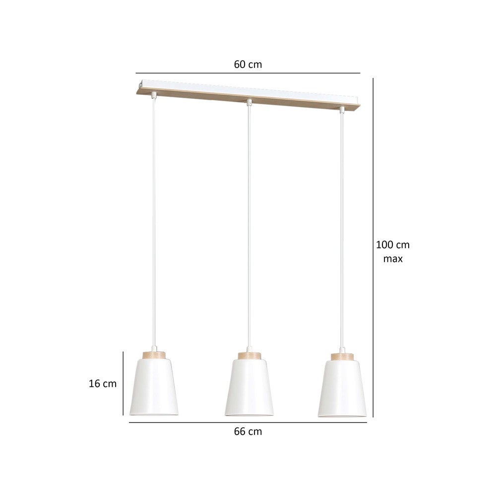 Lampa sufitowa Lasso 3 światła biała z drewnianymi detalami 3xE27 - 7