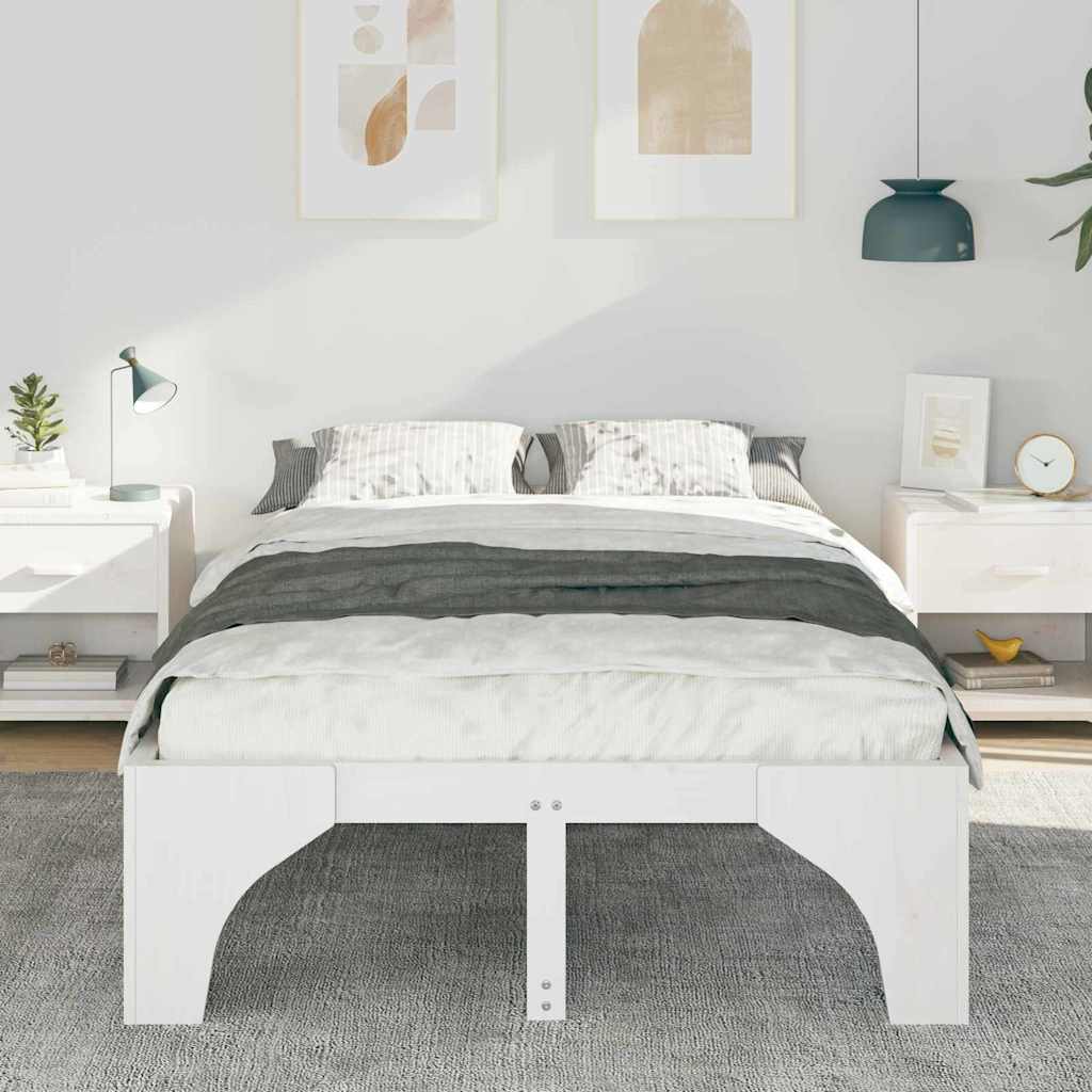 Cadre de lit en pin massif blanc, pour la chambre, 120 × 190 cm - 3