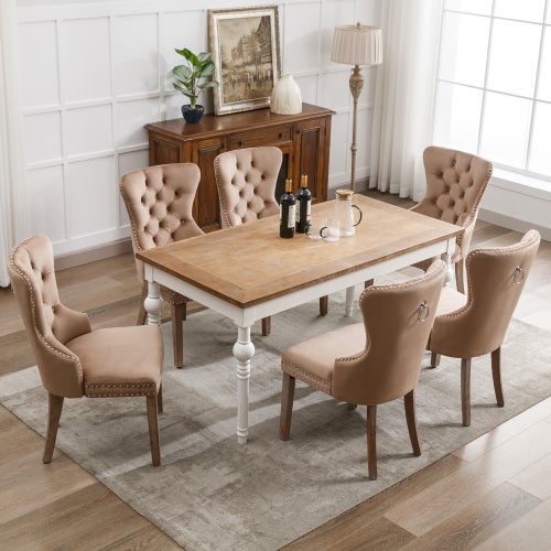 Feonase Set Di 6 Sedie Da Pranzo Moderne In MDF E Metallo - Schienale Ergonomiche, Colore Caffè, Per Cucina E Soggiorno