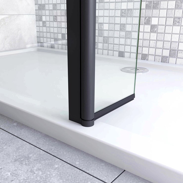 Volet pivotant seul 30x200cm profilé Noir mat retour pivotant à 180° pour paroi de douche à l’italienne en 8mm verre anticalcaire - 4