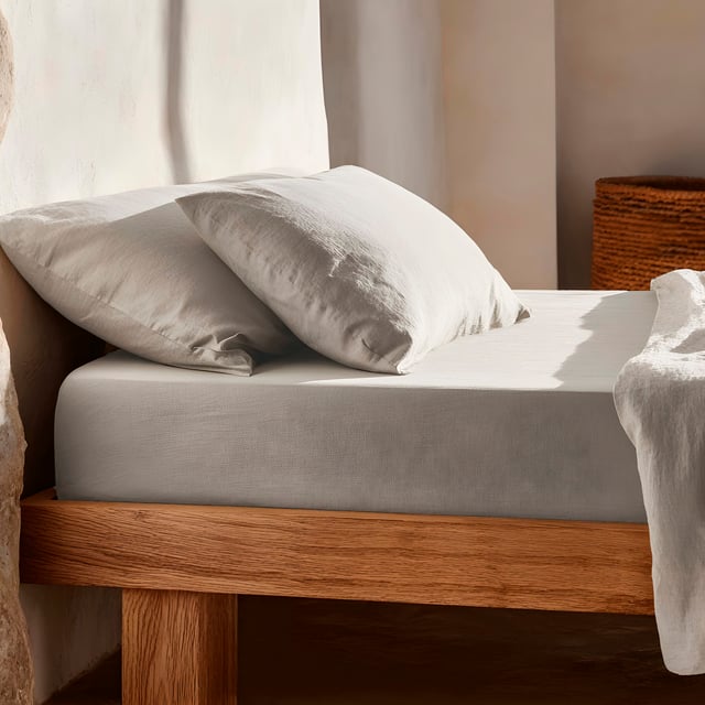 Drap-housse 160x200x30 cm 100% coton respirant réglable coloris Gris Clair