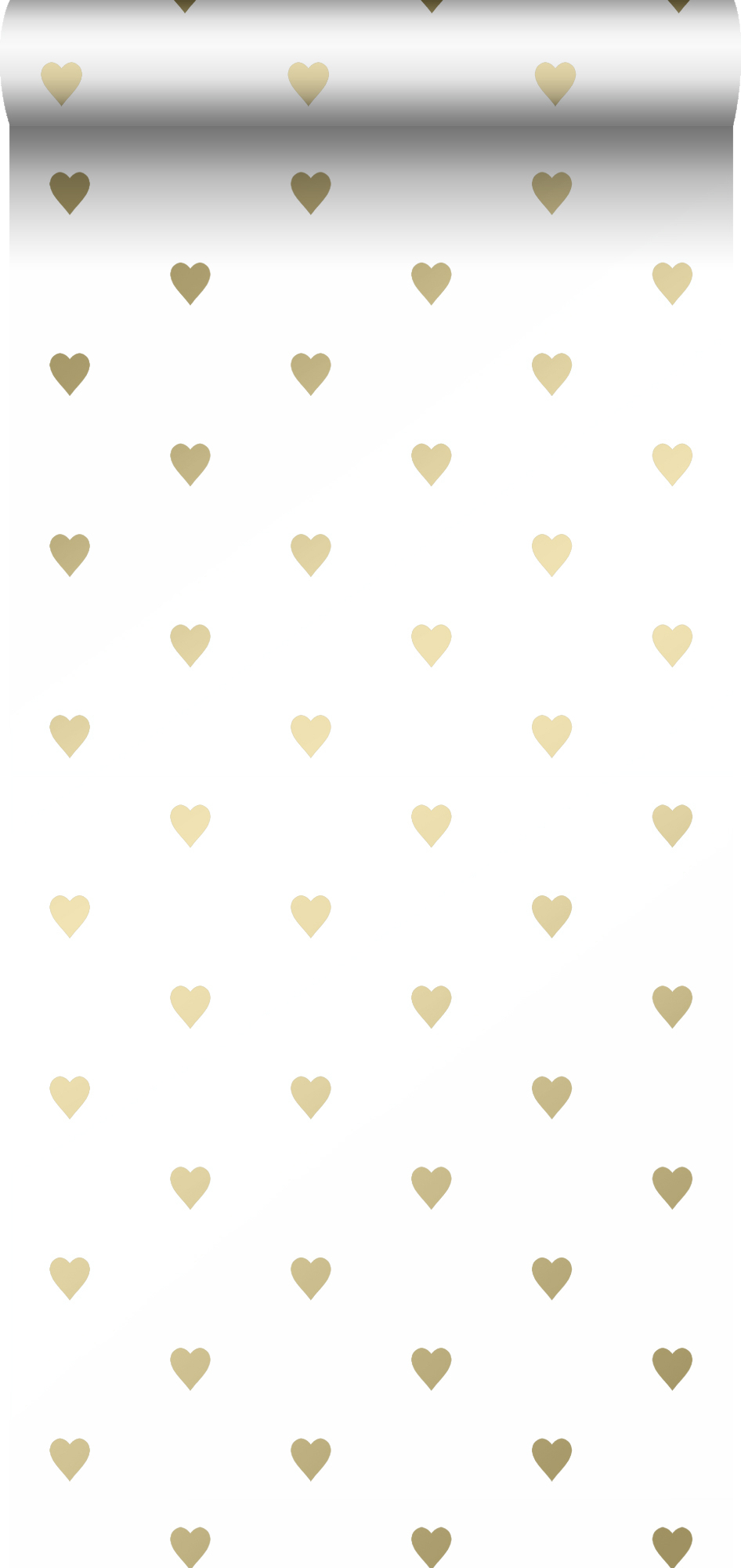 Papel pintado corazones blanco y oro - 0,53 x 10,05 m - origin wallcoverings
