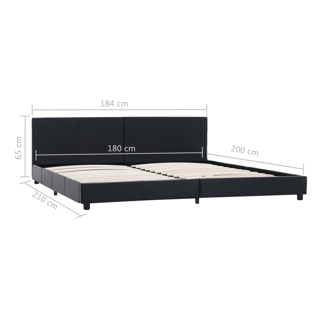 Maison Exclusive - Estrutura de cama 180x200 cm couro artificial preto - 7