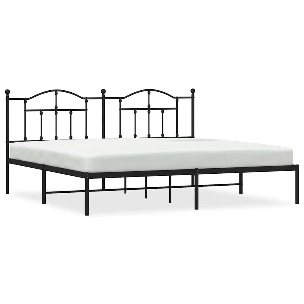 Łóżko Metalowe Czarne Rama Łóżka Ze Stelażem Do Sypialni Pokoju 193x203 cm
