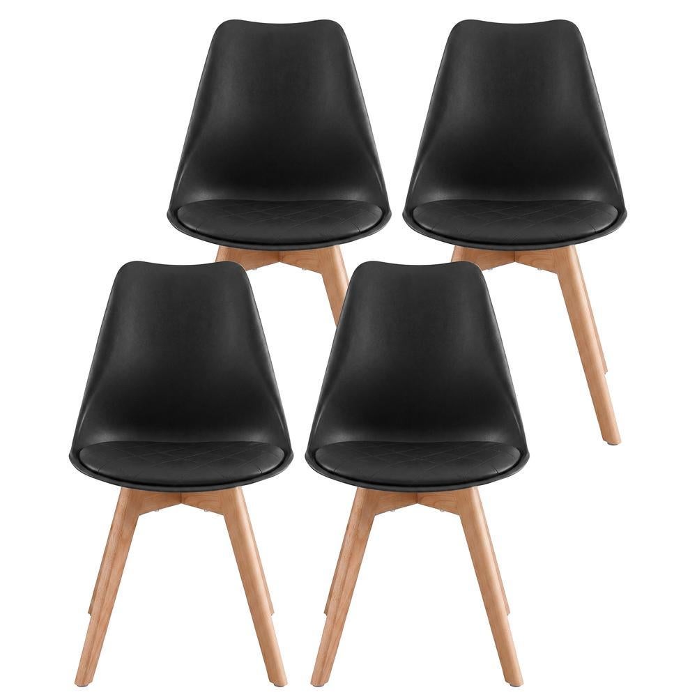 Vasagle Sillas De Comedor Set De 4 De Cuero Pu Y Patas De Madera - Imagen 3