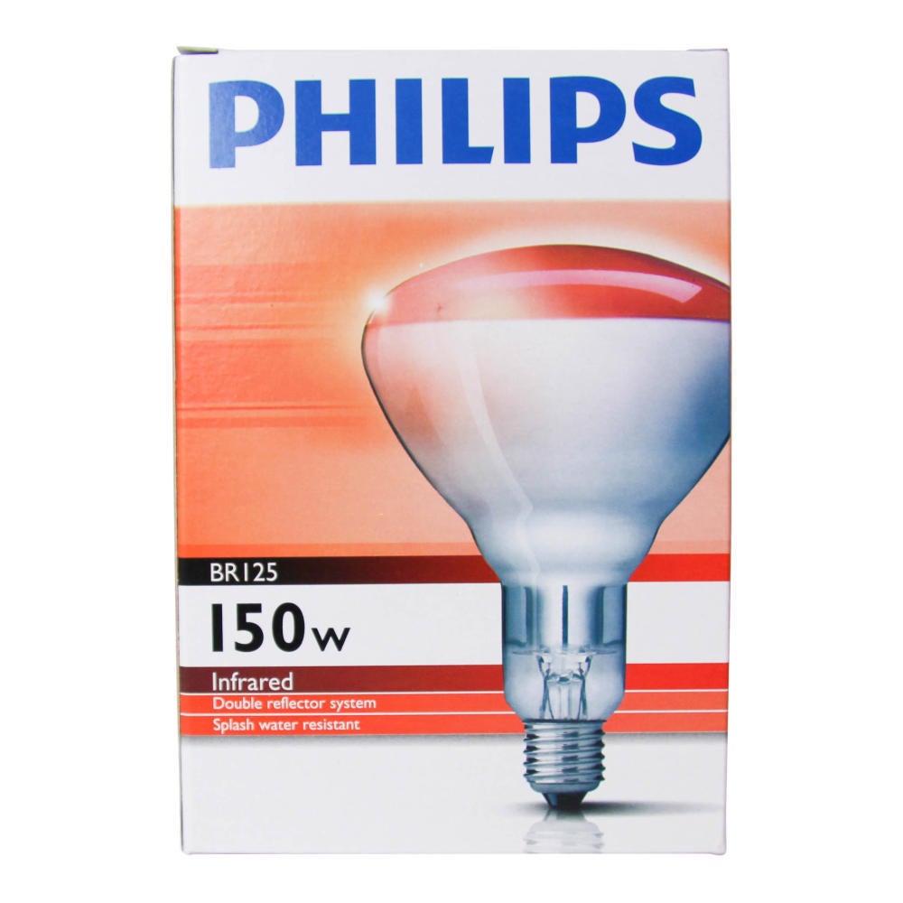 Lampada A Raggi Infrarossi Philips BR125 - 150W, Attacco E27, Luce Rossa