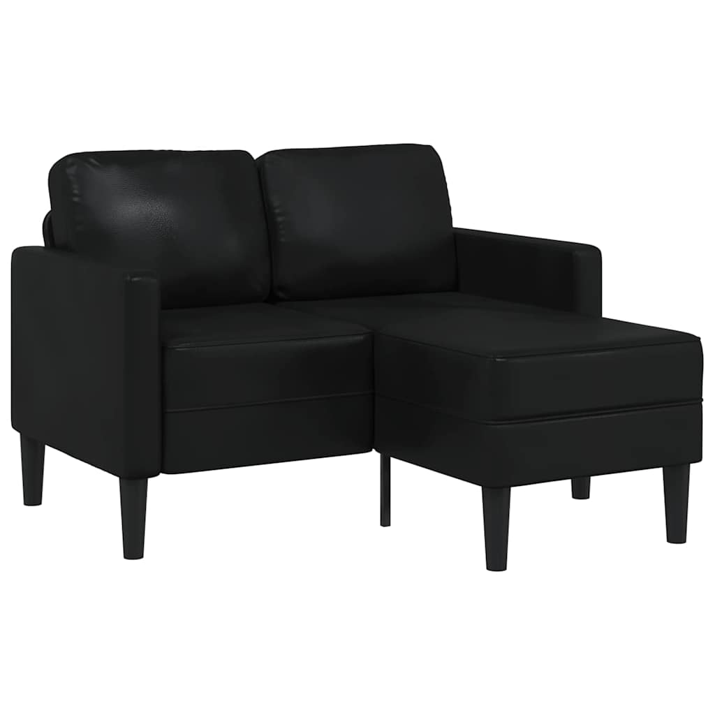 Maison exclusive - sofá de 2 plazas con chaise longue en forma de l, color negro, 125 cm, piel sintética