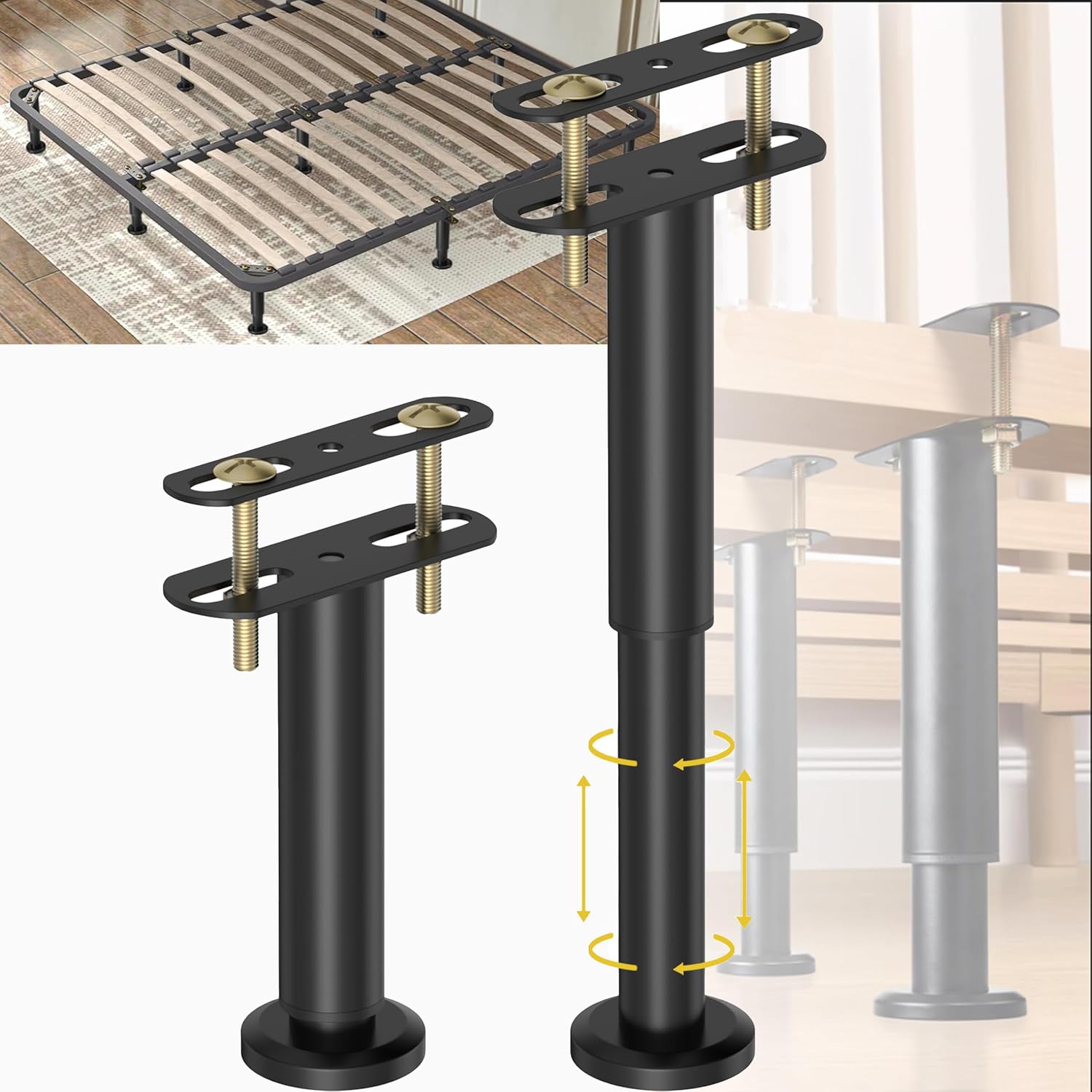 2 Regulowane metalowe nóżki do mebli 18-34 cm, nóżki do stołu, krzesła, biurka, kuchni, z regulowaną wysokością