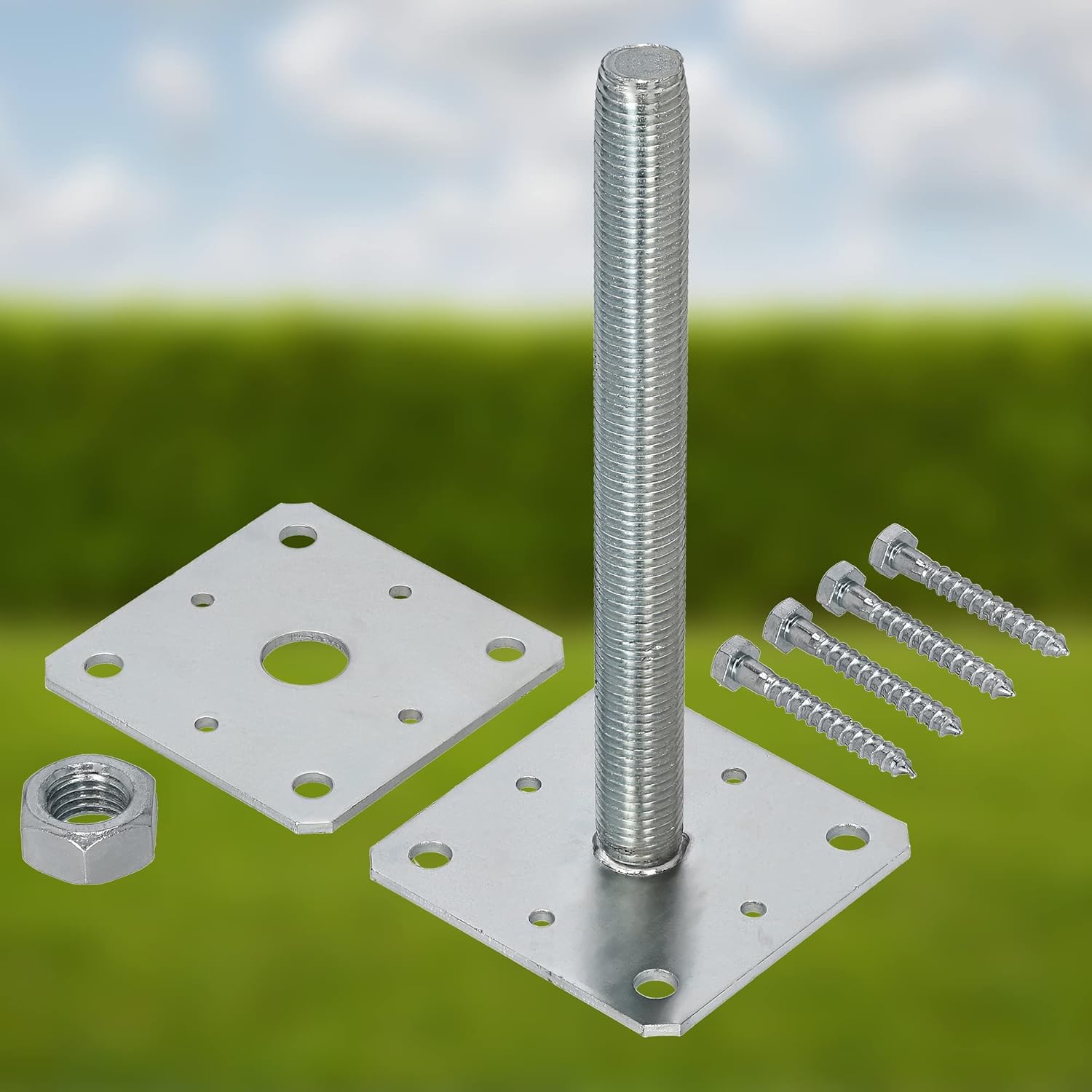 Lot de 8 Support de Poteau à Visser 110x110x250 mm en Acier Galvanisée - 8x Pied de Poteau - KOTARBAU - 4