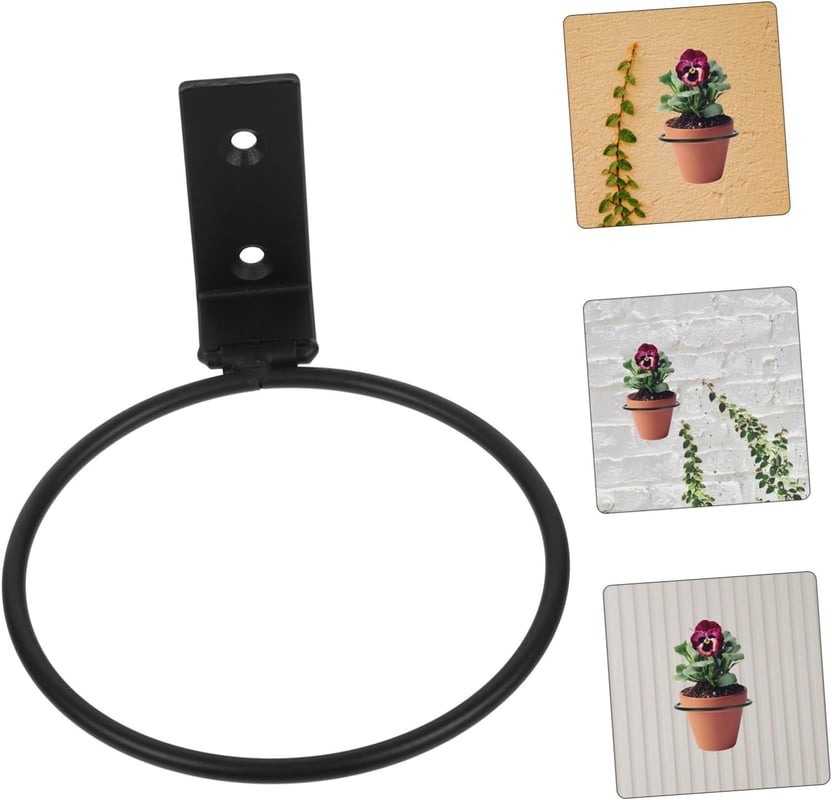 1 szt. Żelazny uchwyt na doniczkę, montowany na ścianie, składany, średnica 20 cm, czarny, odpowiedni do ogrodu, balkonu